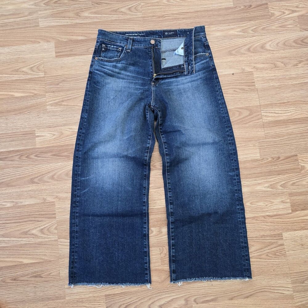 AG Adriano Goldschmied Saige High-Rise Wide-Leg Crop Denim Jeans 32" Waist